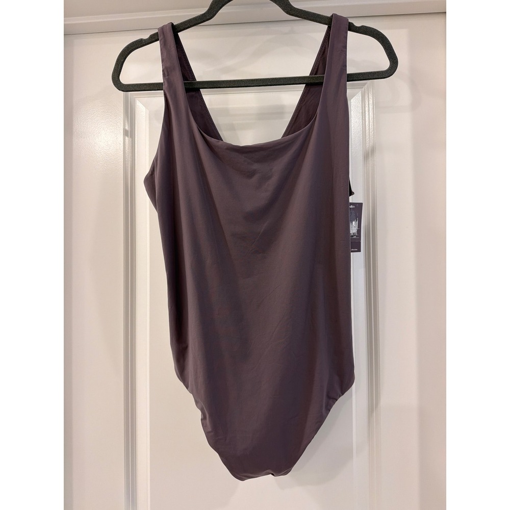 A New Day Luxe Stretch Bodysuit Womens XXL Mauve Gray Scoop Neck Sleeveless NWT